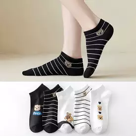 10 pairs Striped and bear pattern invisible short socks SK-45