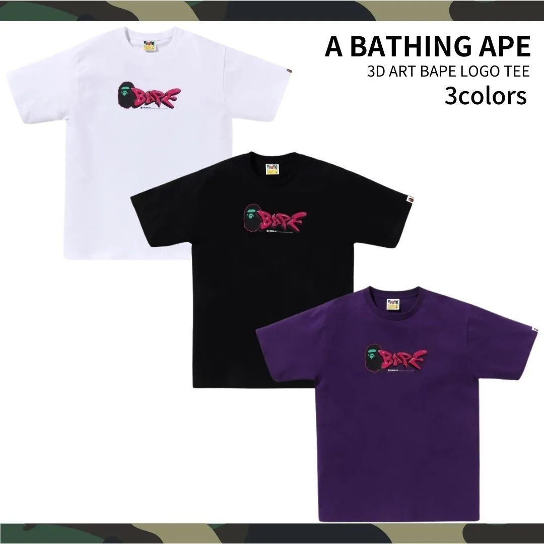 A BATHING APE  |Crew Neck Street Style Plain Cotton Short Sleeves Logo