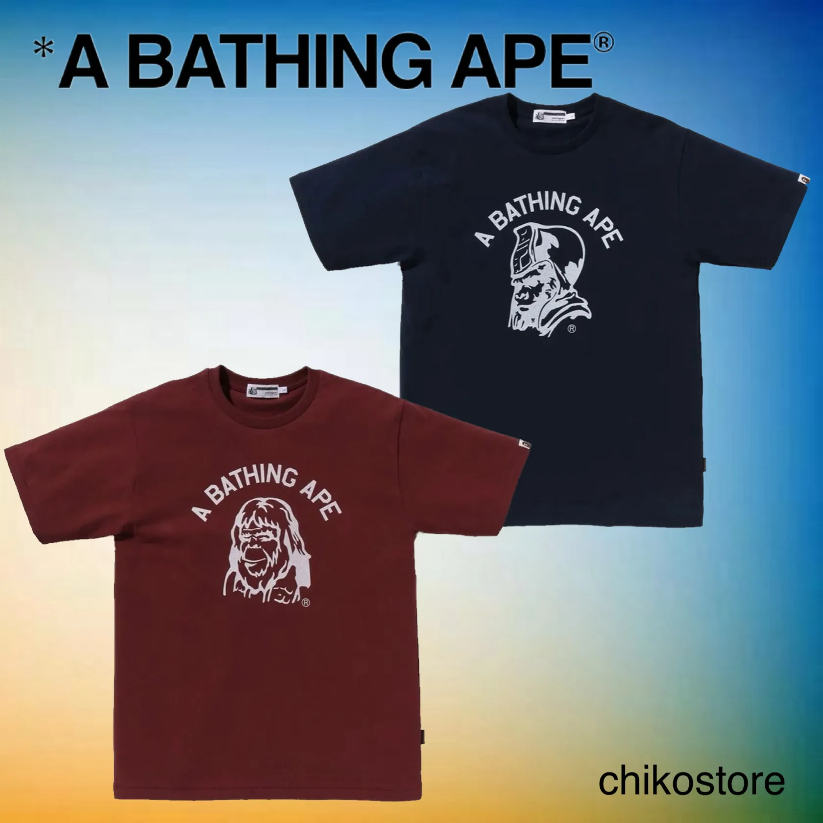 A BATHING APE  |Crew Neck Unisex Street Style Cotton Short Sleeves Logo