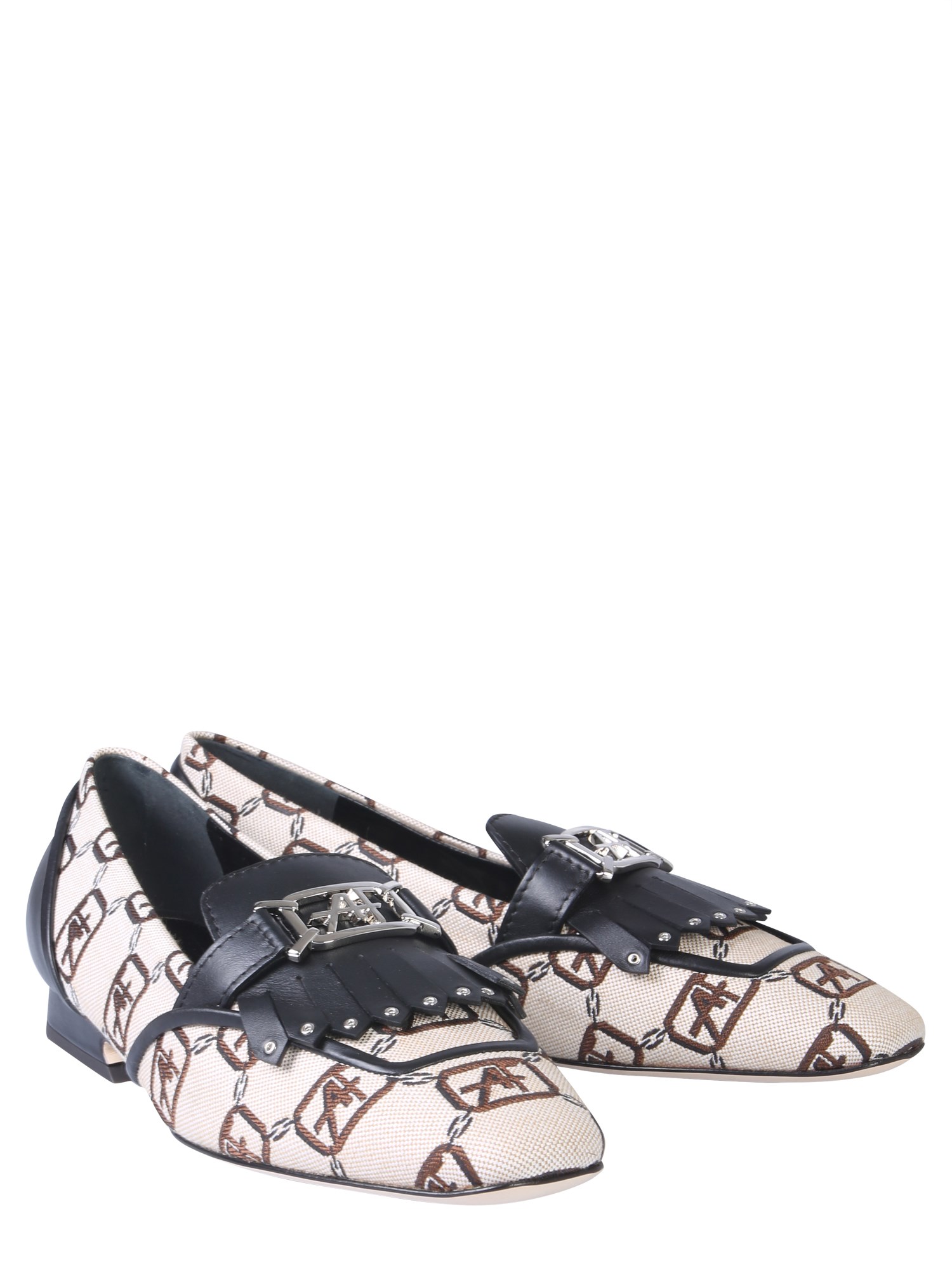 ALBERTA FERRETTI    COTTON CANVAS LOGO MOCCASIN