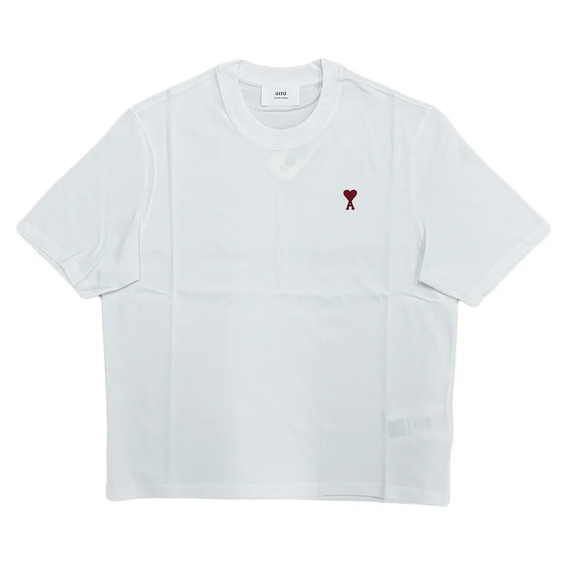 AMI PARIS  |Crew Neck Heart Plain Cotton Short Sleeves Logo Designers