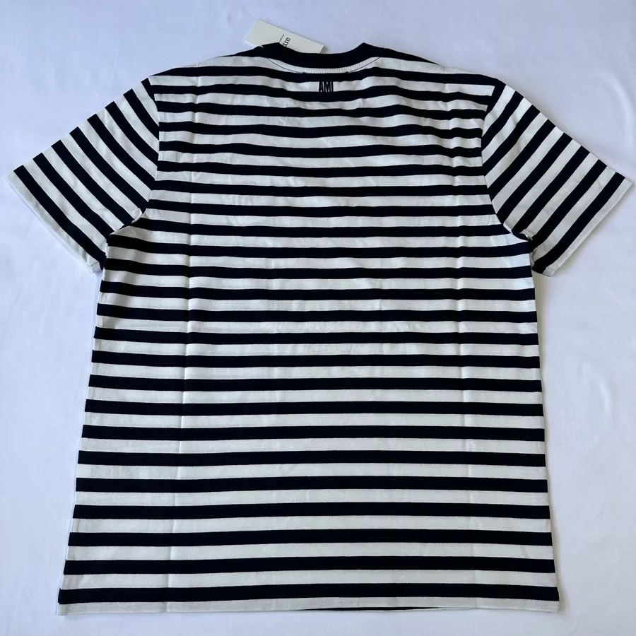 AMI PARIS  |Crew Neck Stripes Unisex Cotton Short Sleeves Logo Designers