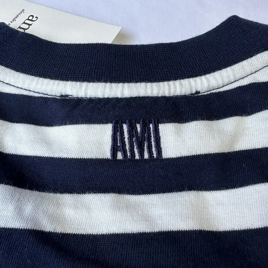 AMI PARIS  |Crew Neck Stripes Unisex Cotton Short Sleeves Logo Designers