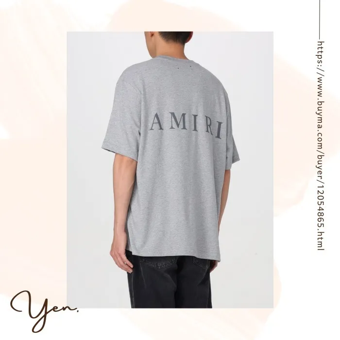 AMIRI  |Crew Neck Street Style Cotton Short Sleeves Logo