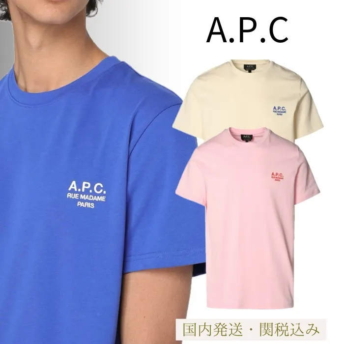 A.P.C.  |Crew Neck Plain Cotton Logo Designers Crew Neck T-Shirts