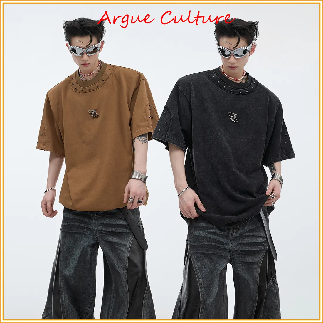 Argue Culture  |Crew Neck Unisex Street Style Plain Cotton Short Sleeves