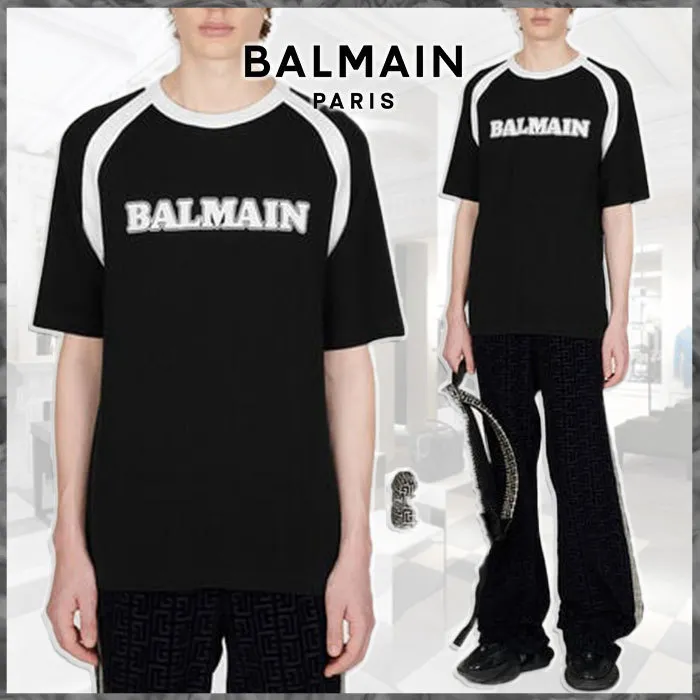 BALMAIN  |Crew Neck Nylon Street Style Short Sleeves Logo Luxury