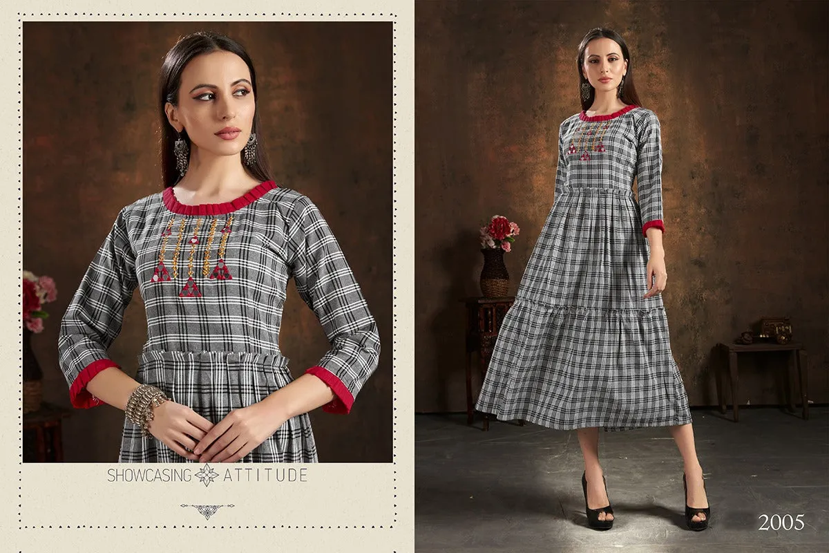 Bandhani Palace Presents Unlock Vol 1 Cotton Embroidery Work Casual Wear Kurtis Collection