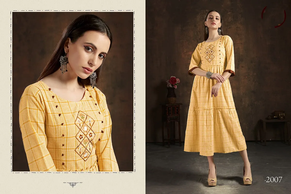 Bandhani Palace Presents Unlock Vol 1 Cotton Embroidery Work Casual Wear Kurtis Collection