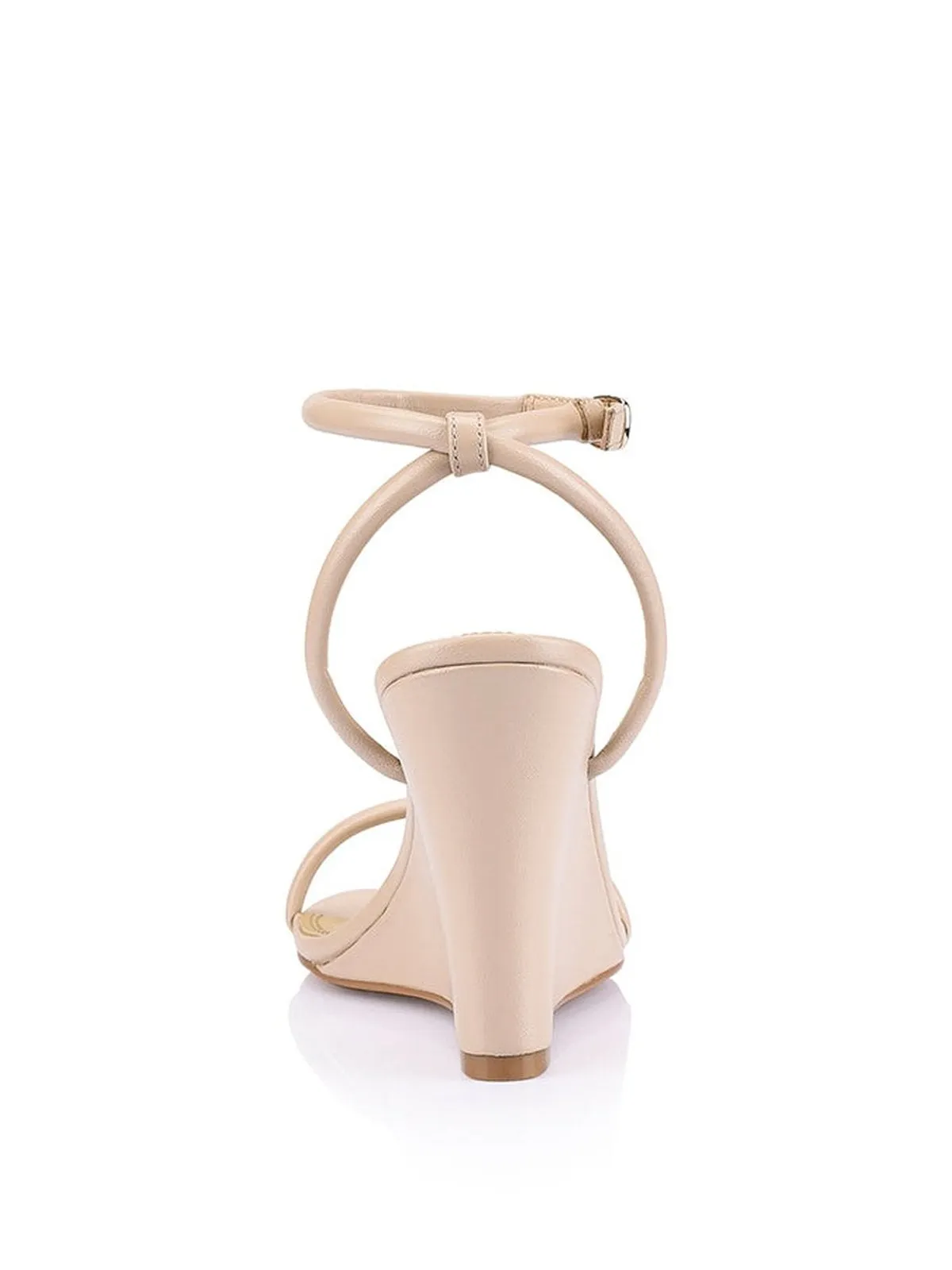 Bebe Wedge Sandals - Nude Leather