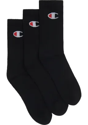 Champion C Logo Sport Crew Socks 3 Pack  SXQE3N Black