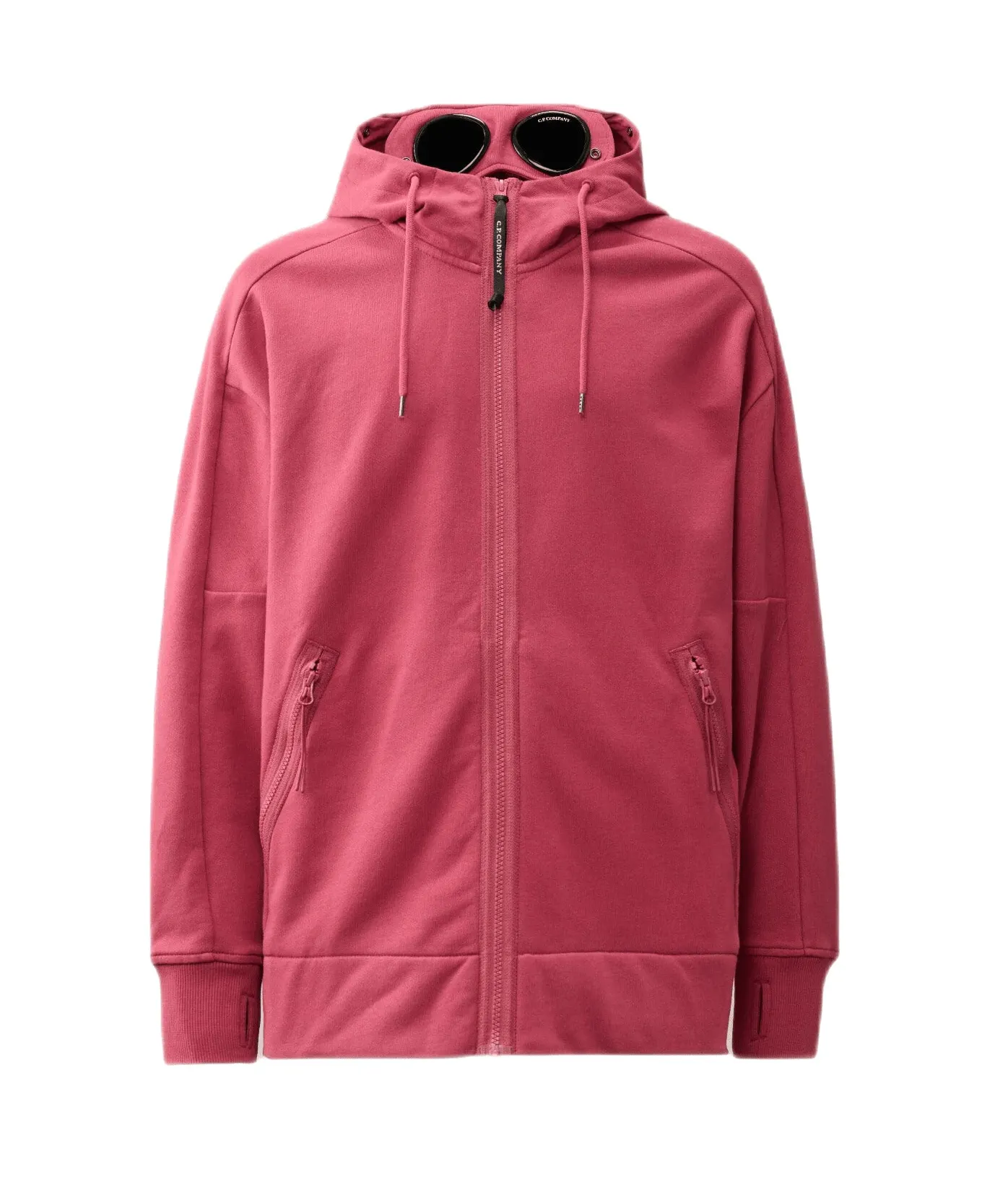 C.P. Company - Sweat à capuche zippé Diagonal Raised Fleece Goggle Red Bud