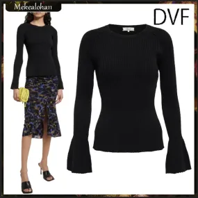 DIANE von FURSTENBERG  |Crew Neck Long Sleeves Plain Medium V-neck & Crew neck