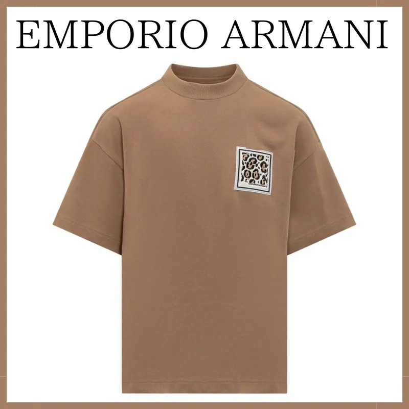 EMPORIO ARMANI  |Crew Neck Plain Cotton Short Sleeves Logo Crew Neck T-Shirts