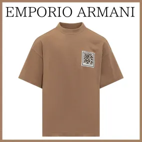 EMPORIO ARMANI  |Crew Neck Plain Cotton Short Sleeves Logo Crew Neck T-Shirts