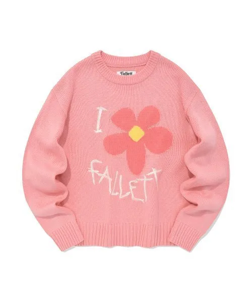 Fallett  |Crew Neck Flower Patterns Street Style Long Sleeves