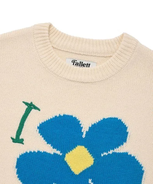 Fallett  |Crew Neck Flower Patterns Street Style Long Sleeves