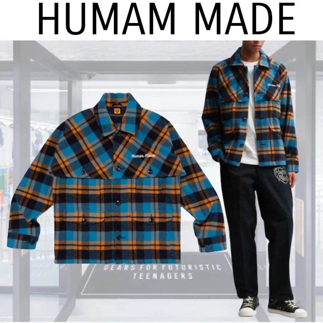 HUMAN MADE  |Gingham Glen Patterns Unisex Wool Nylon Blended Fabrics