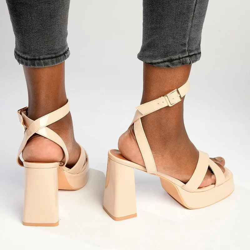 Madison Lesi Platfom Block Heel - Nude