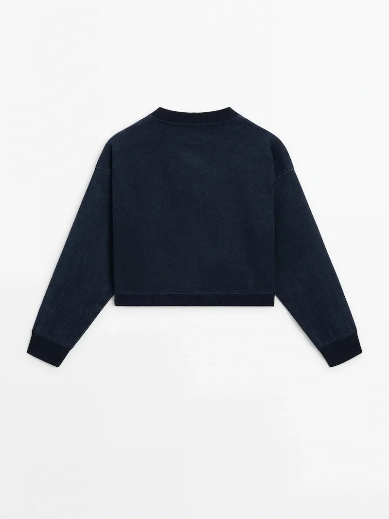 Massimo Dutti  |Crew Neck Casual Style Long Sleeves Plain Cotton