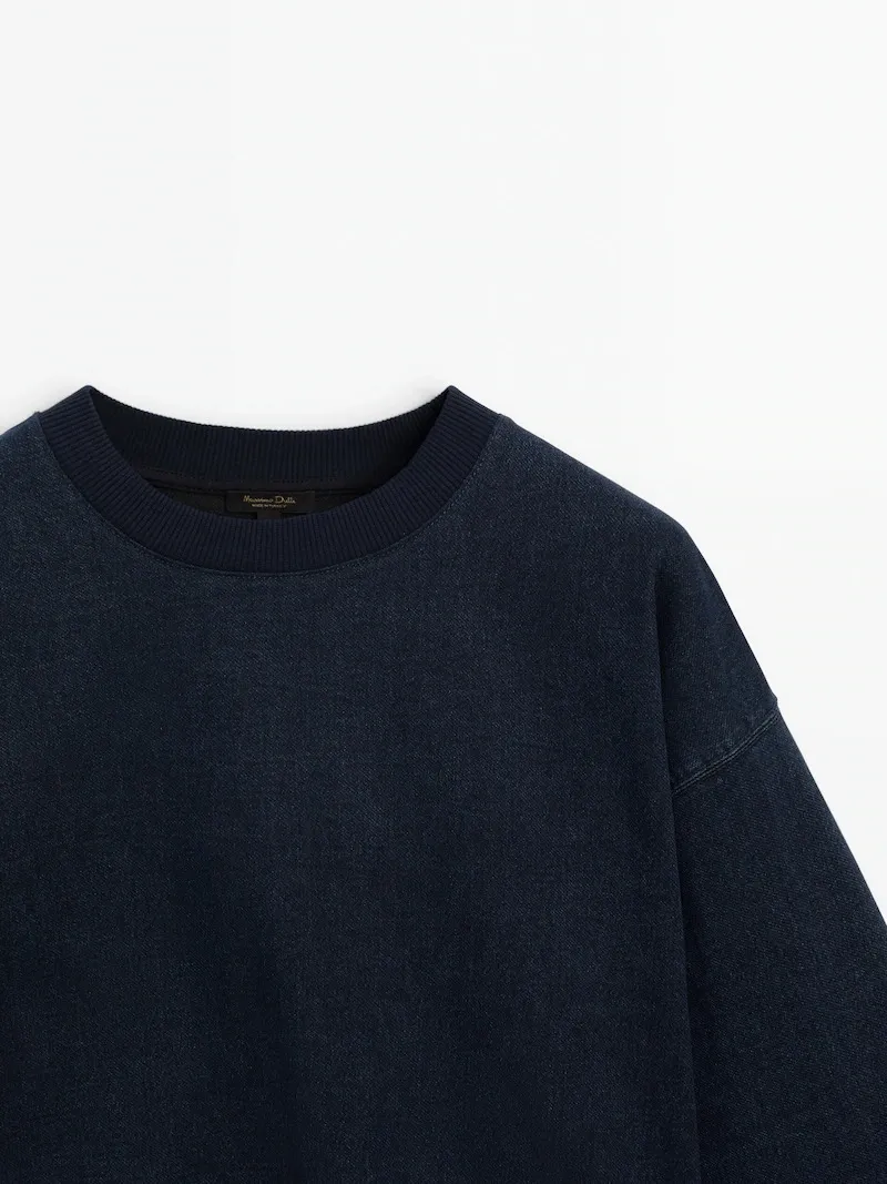 Massimo Dutti  |Crew Neck Casual Style Long Sleeves Plain Cotton