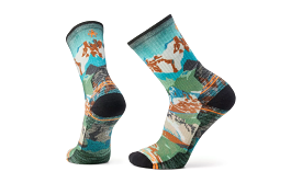 Men's Hike Light Cushion Alpine Trail Print Crew Socks