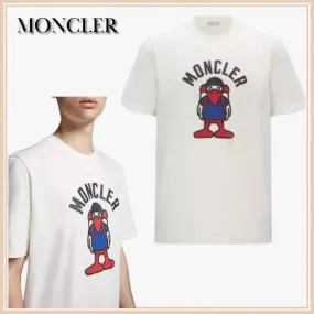 MONCLER  |Crew Neck Plain Cotton Short Sleeves Crew Neck T-Shirts