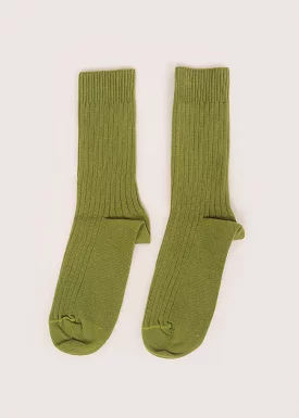 Mun Green Rib Ankle Socks