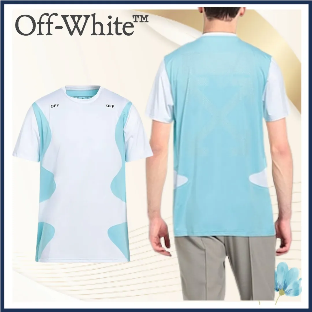 Off-White  |Crew Neck Street Style Bi-color Short Sleeves Logo