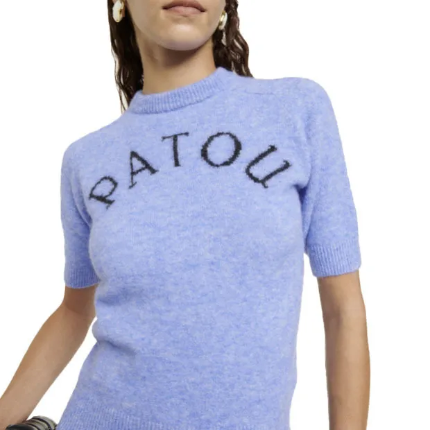 PATOU  |Casual Style Wool U-Neck Short Sleeves Logo