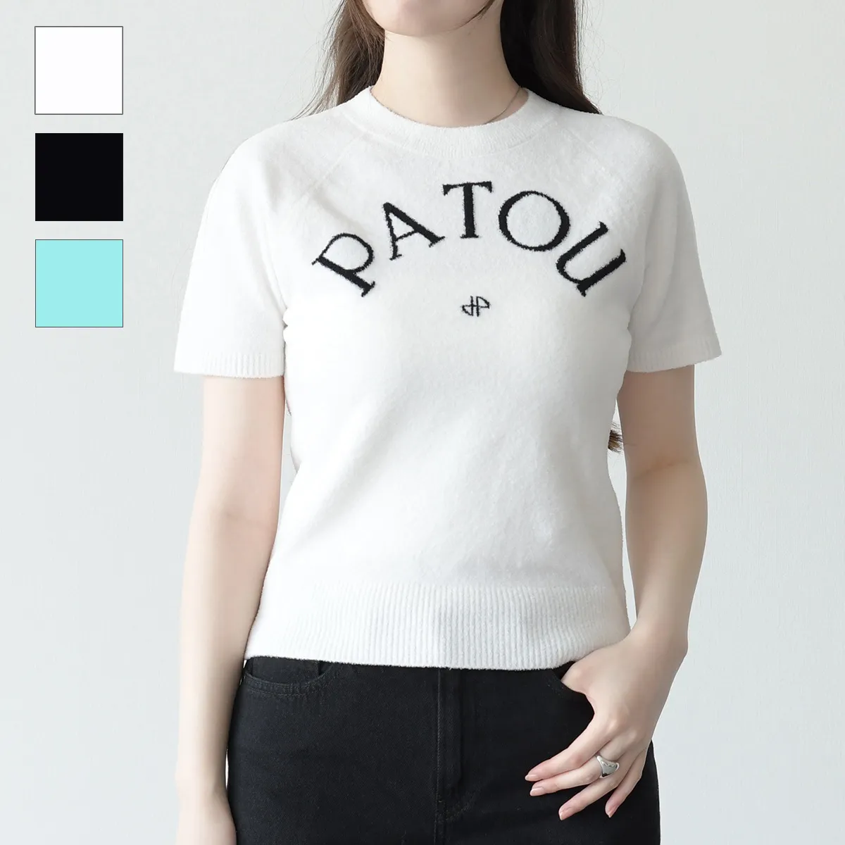 PATOU  |Crew Neck Cotton Short Sleeves Logo V-neck & Crew neck