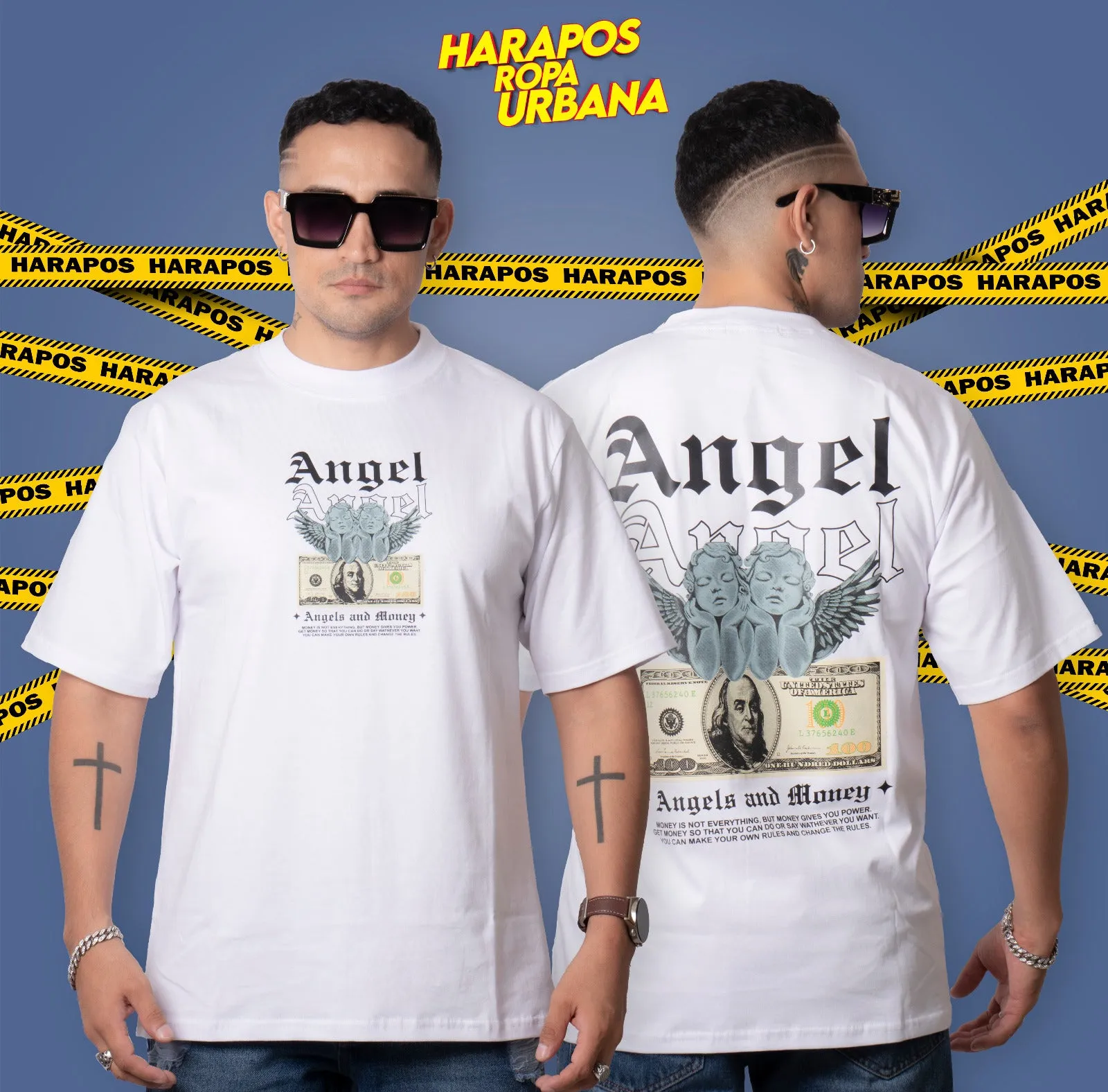 Polera palm angels oversize blanca angel dolar