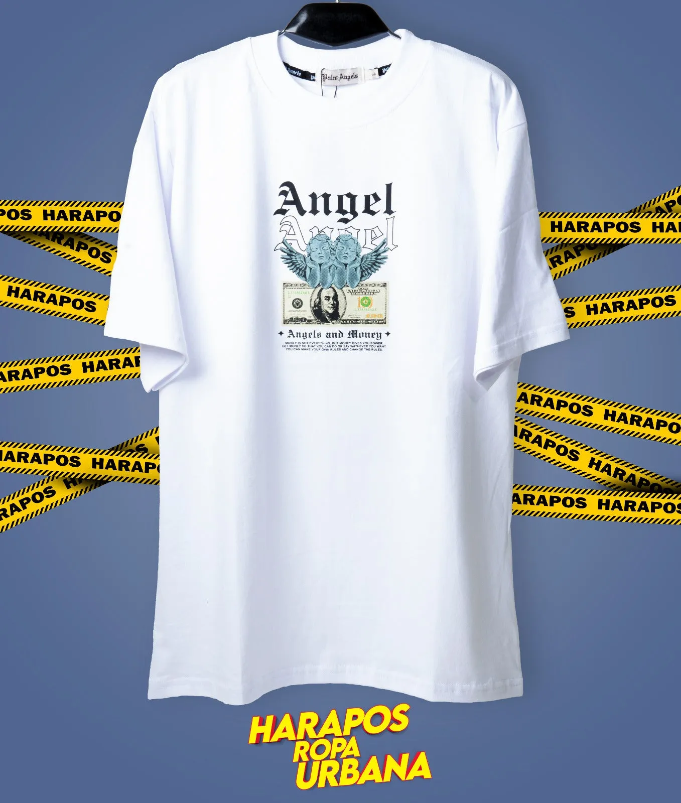 Polera palm angels oversize blanca angel dolar