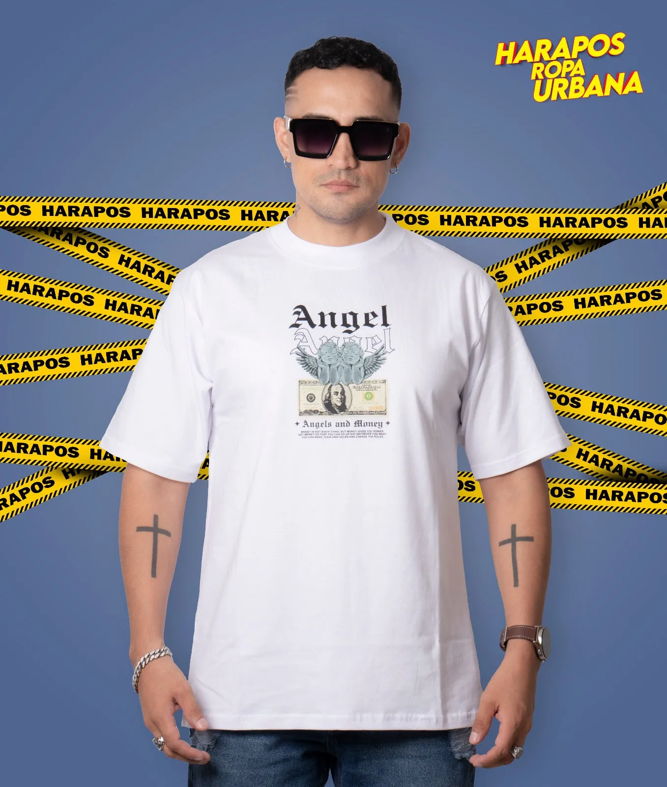 Polera palm angels oversize blanca angel dolar