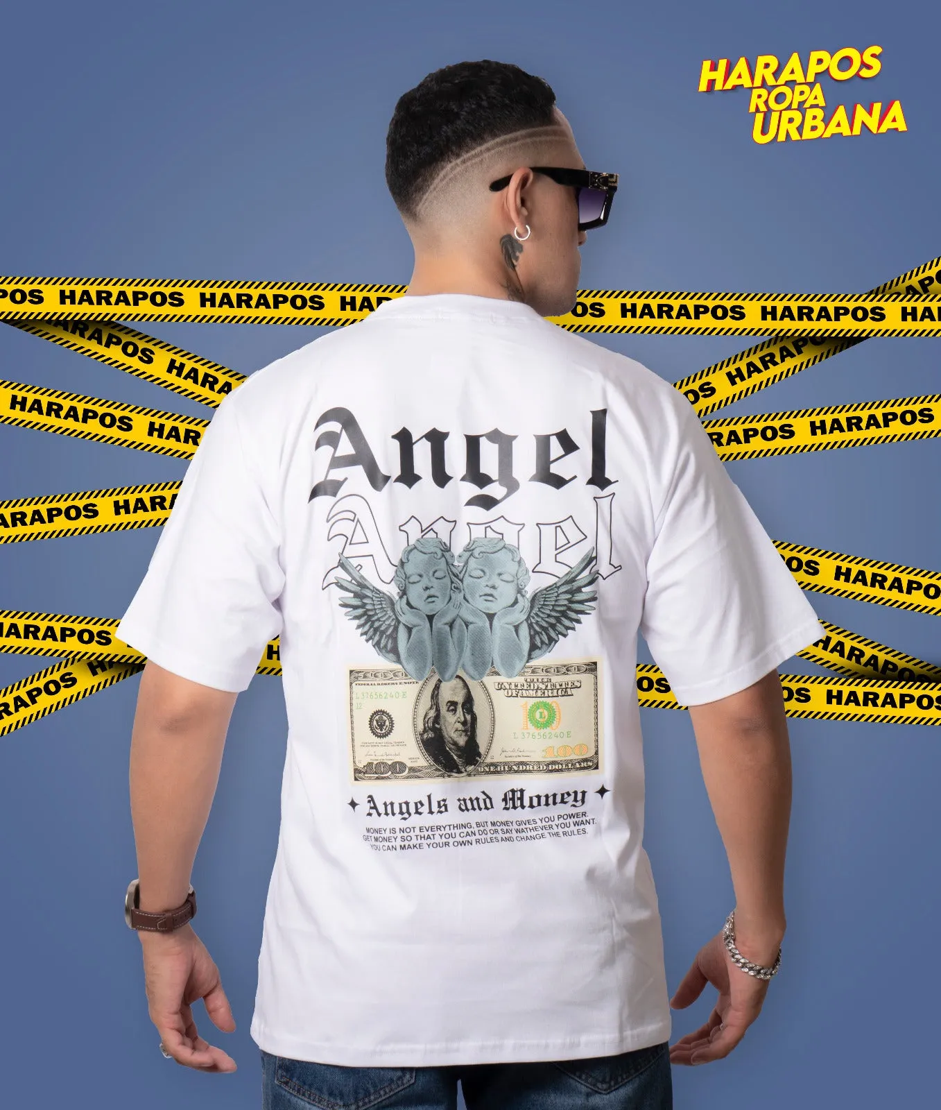 Polera palm angels oversize blanca angel dolar