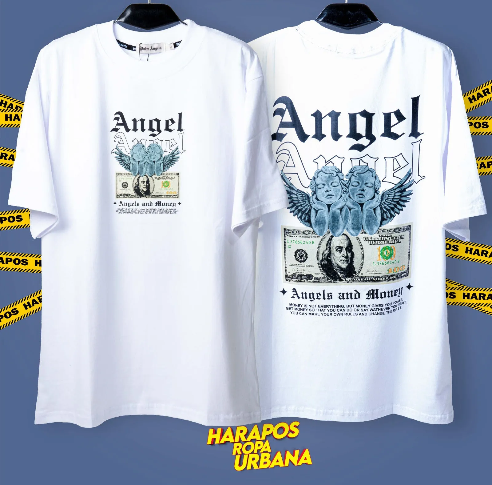 Polera palm angels oversize blanca angel dolar