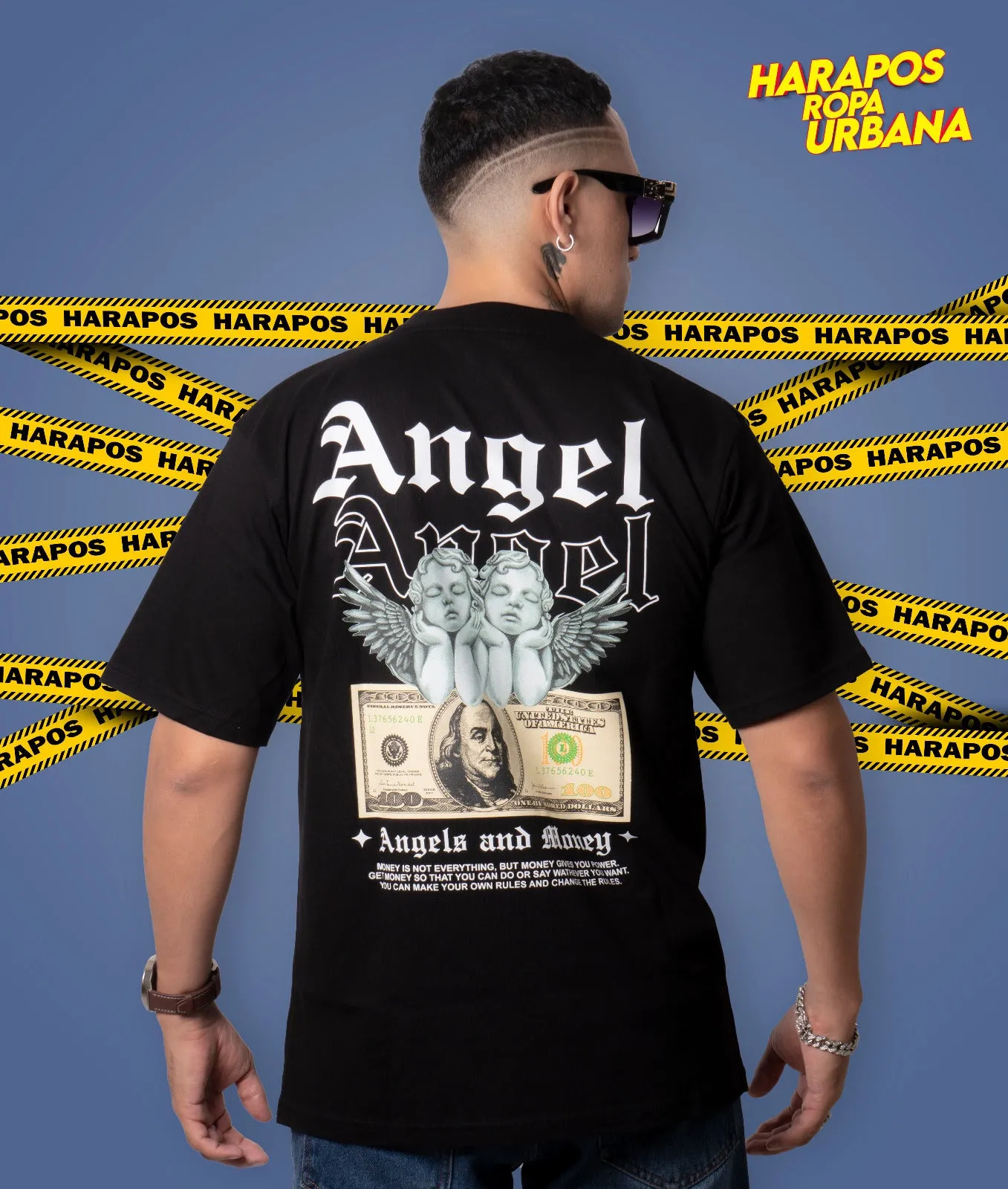 Polera palm angels oversize negra angel dolar