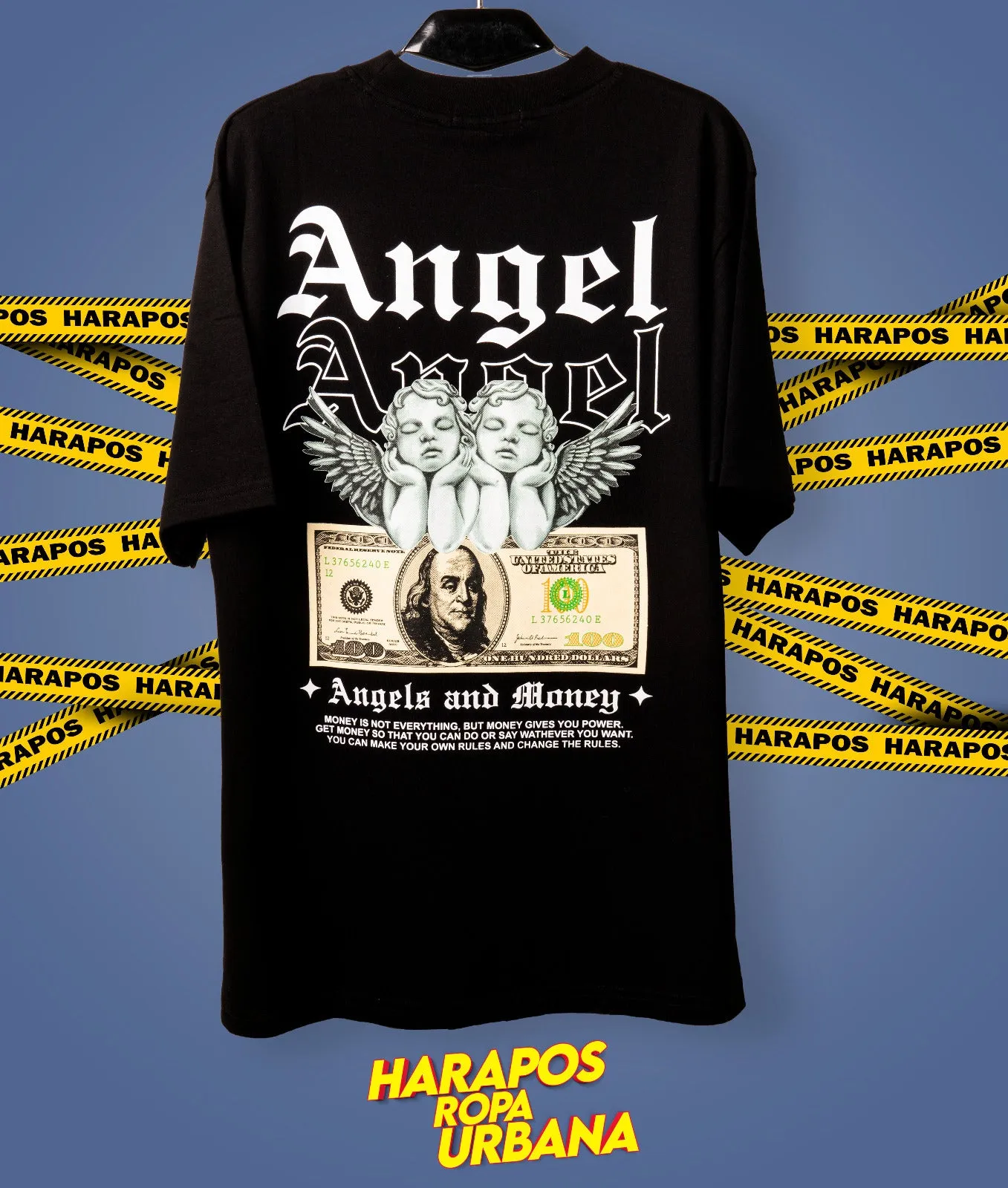 Polera palm angels oversize negra angel dolar