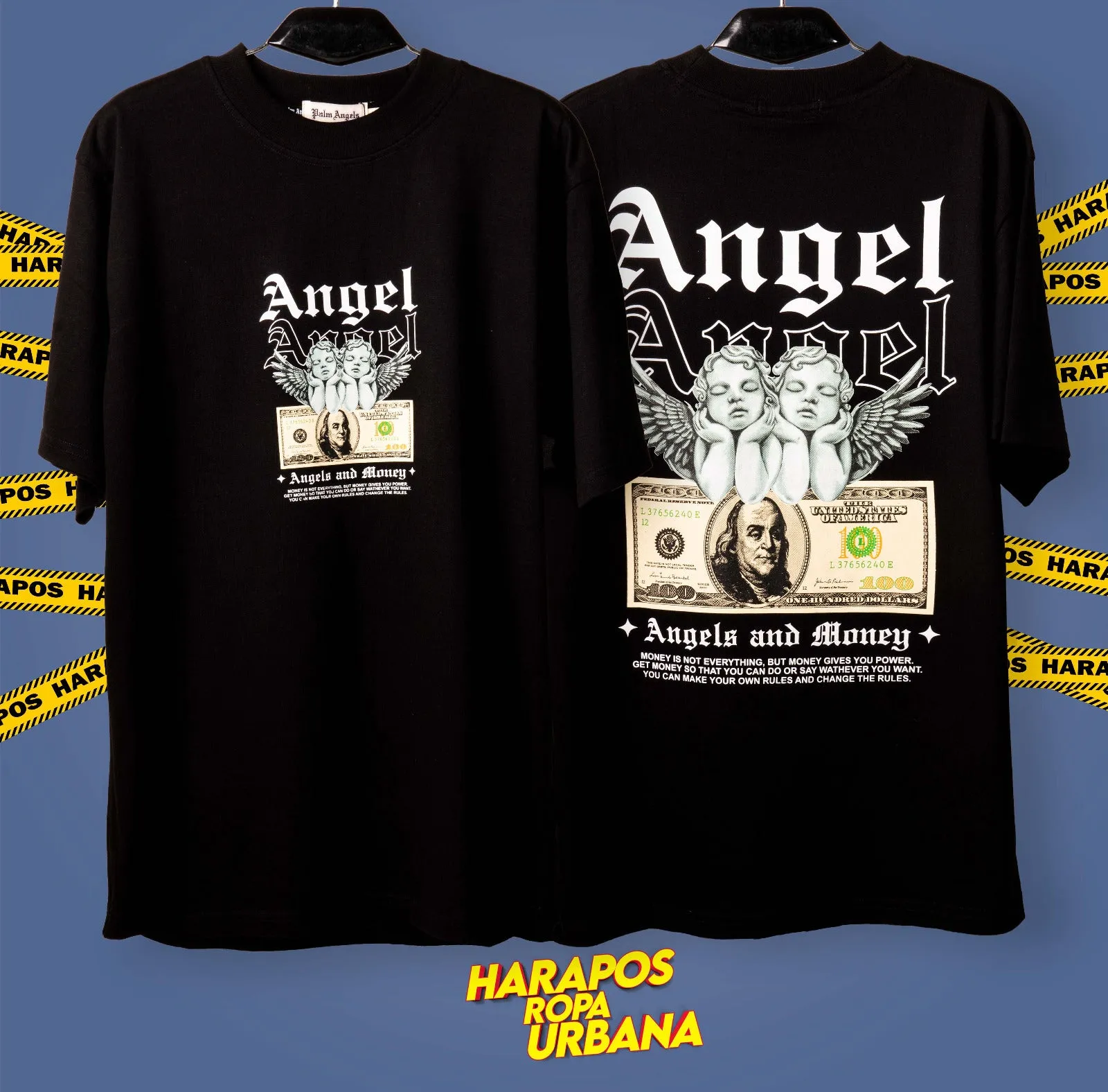 Polera palm angels oversize negra angel dolar