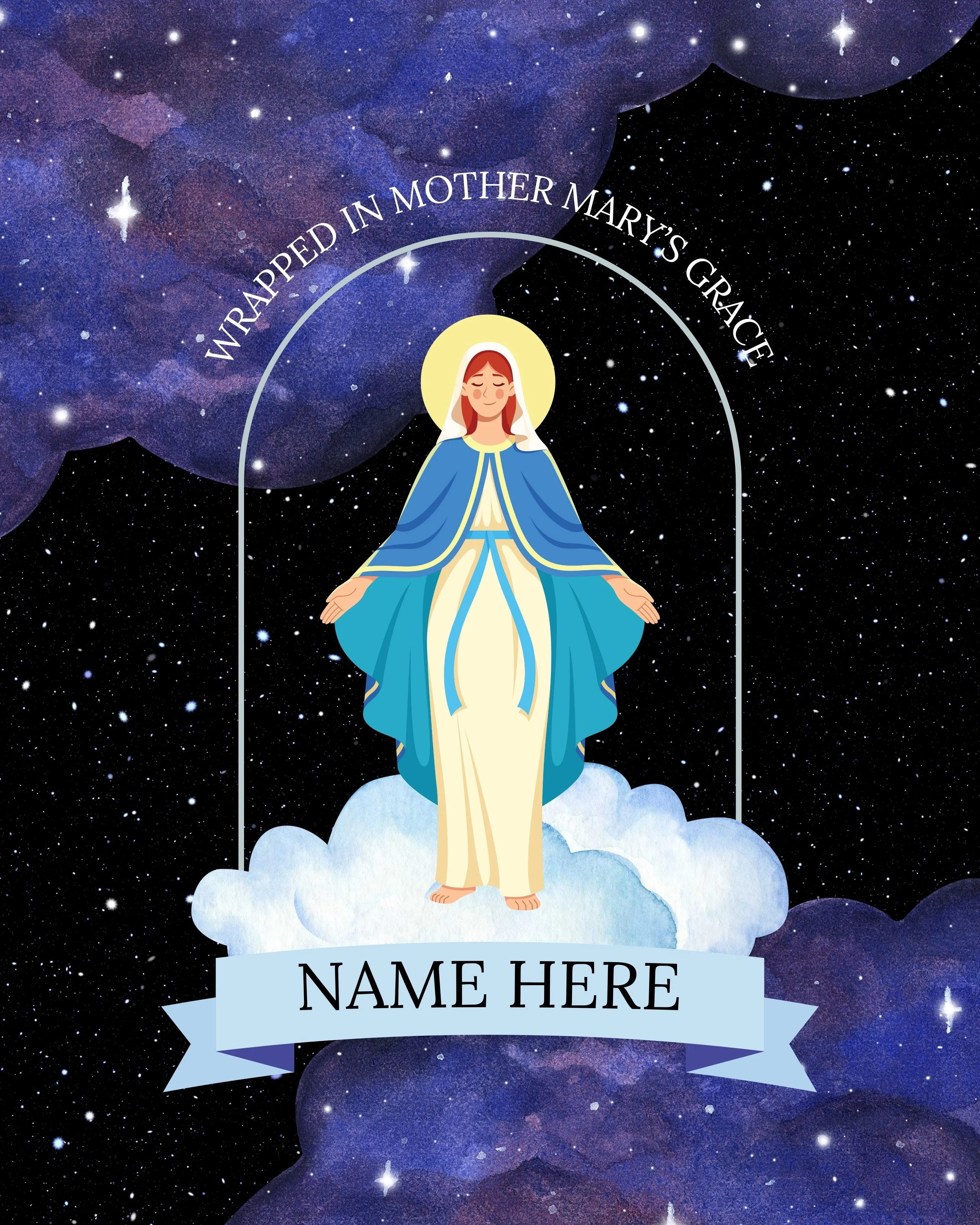 [PRE-ORDER] Mother Mary Fleece Throw Blanket - Blue (Personalisation Available)