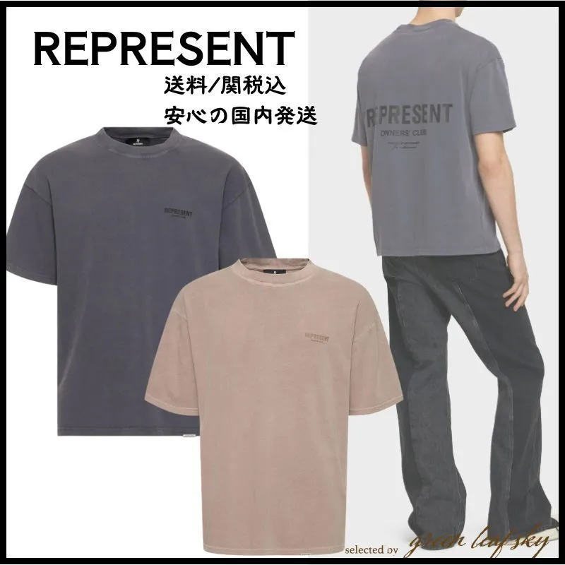 REPRESENT  |Crew Neck Blended Fabrics Street Style Plain Cotton