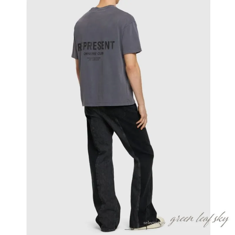 REPRESENT  |Crew Neck Blended Fabrics Street Style Plain Cotton