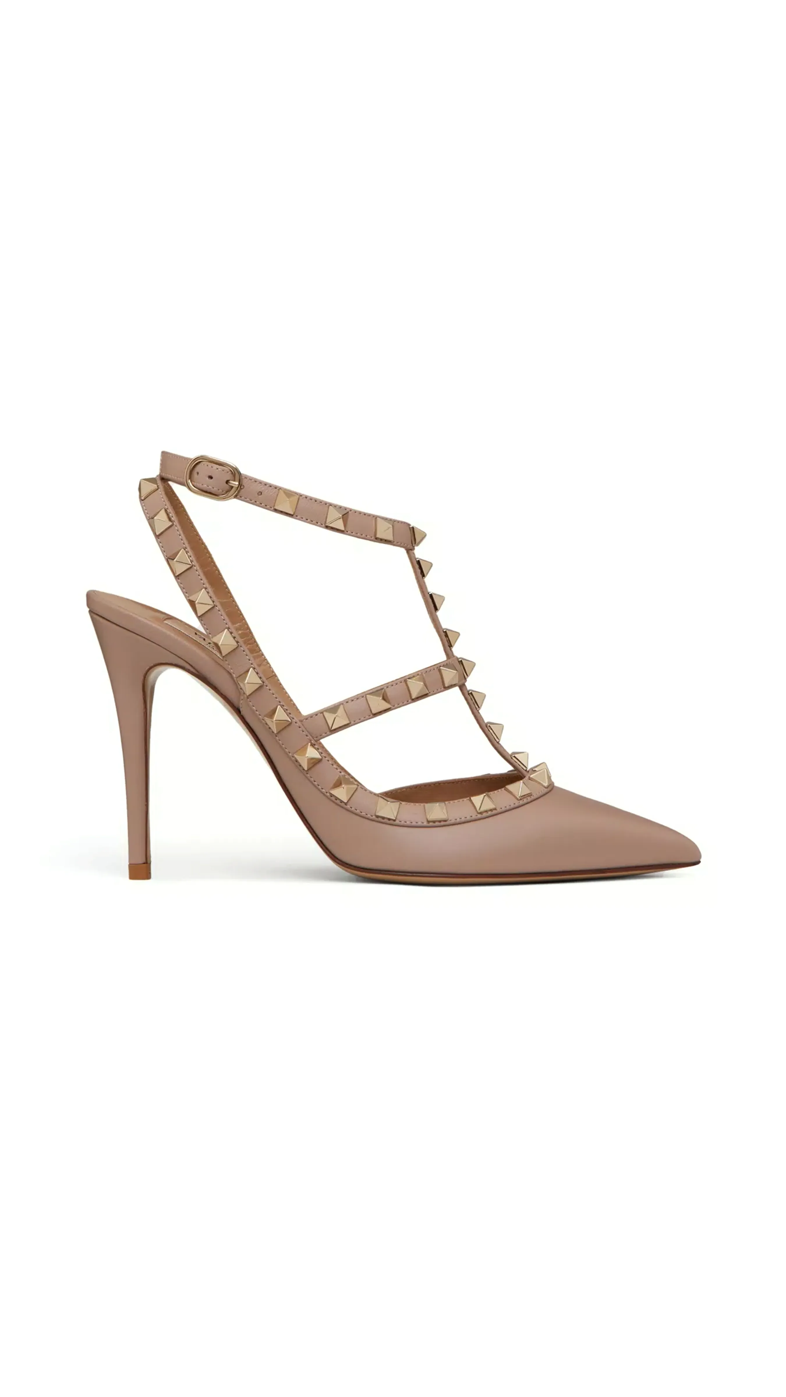 Rockstud Ankle Strap Pump 100MM - Poudre