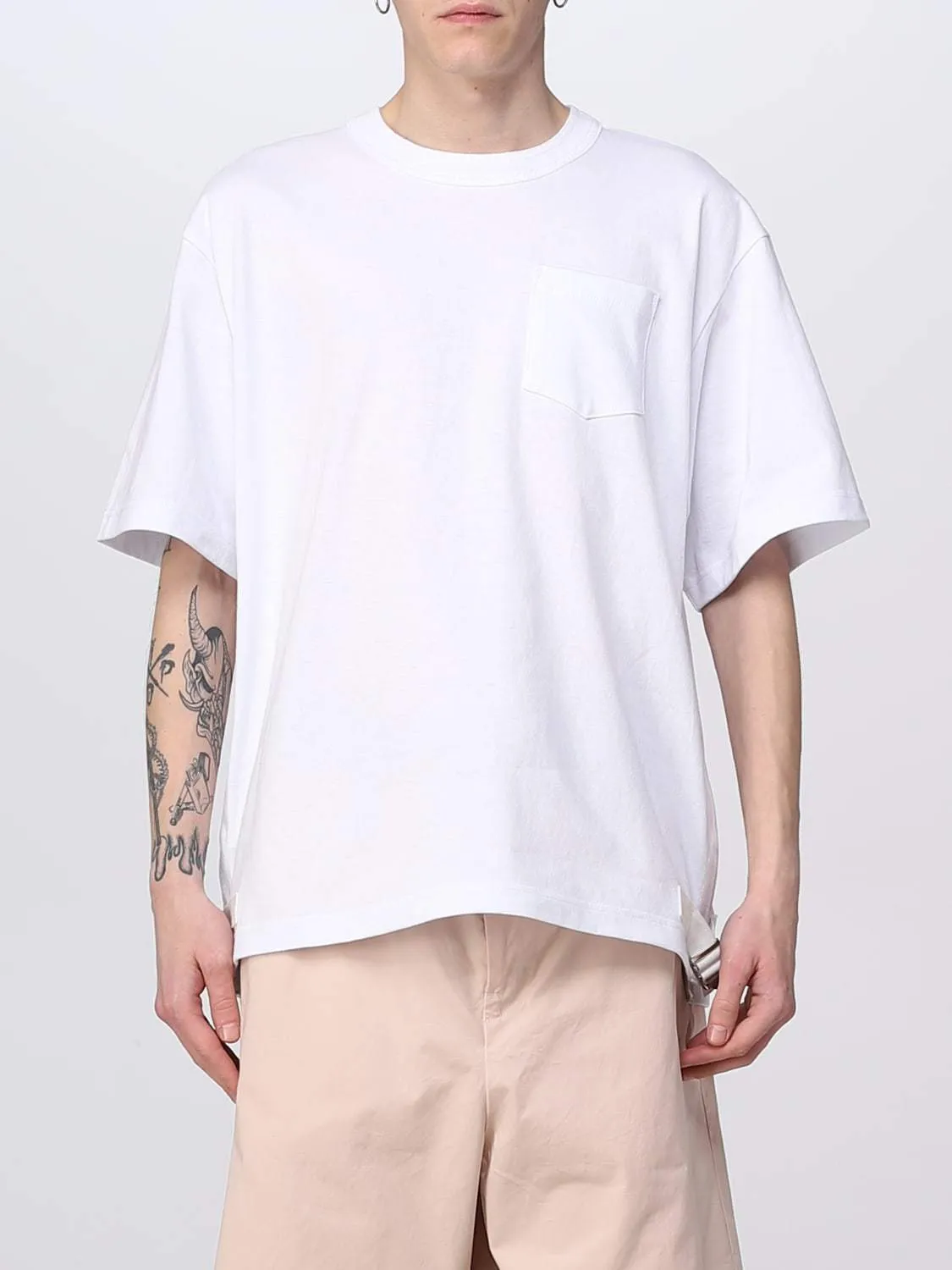 sacai  |Crew Neck Plain Cotton Short Sleeves Designers