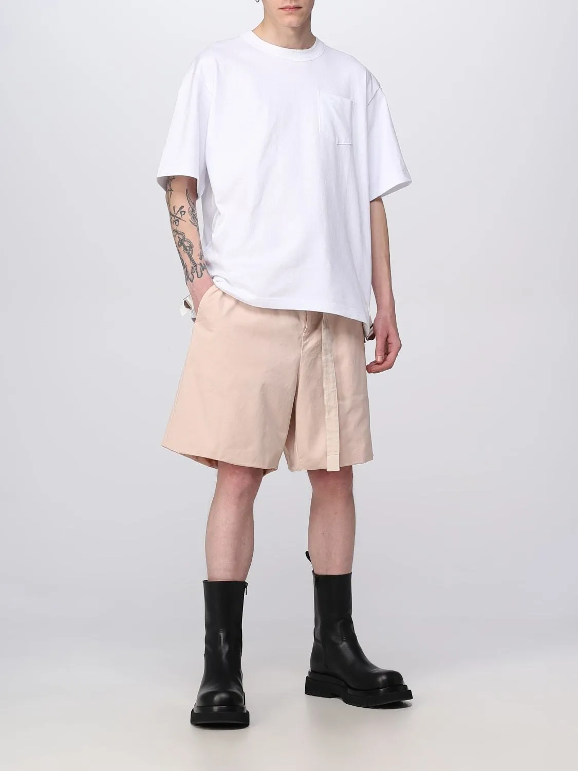 sacai  |Crew Neck Plain Cotton Short Sleeves Designers