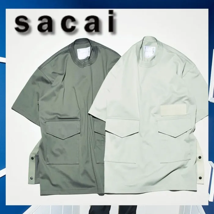 sacai  |Crew Neck Street Style Plain Cotton Short Sleeves Designers