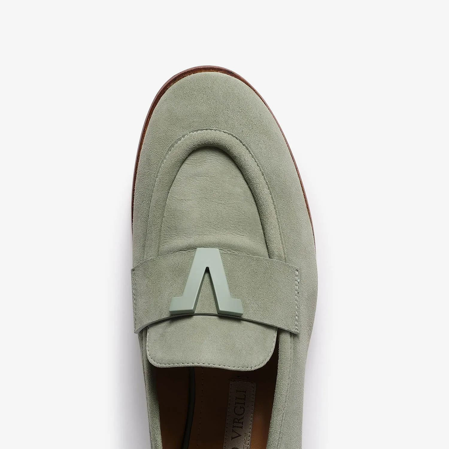 Sage green women's suede loafer