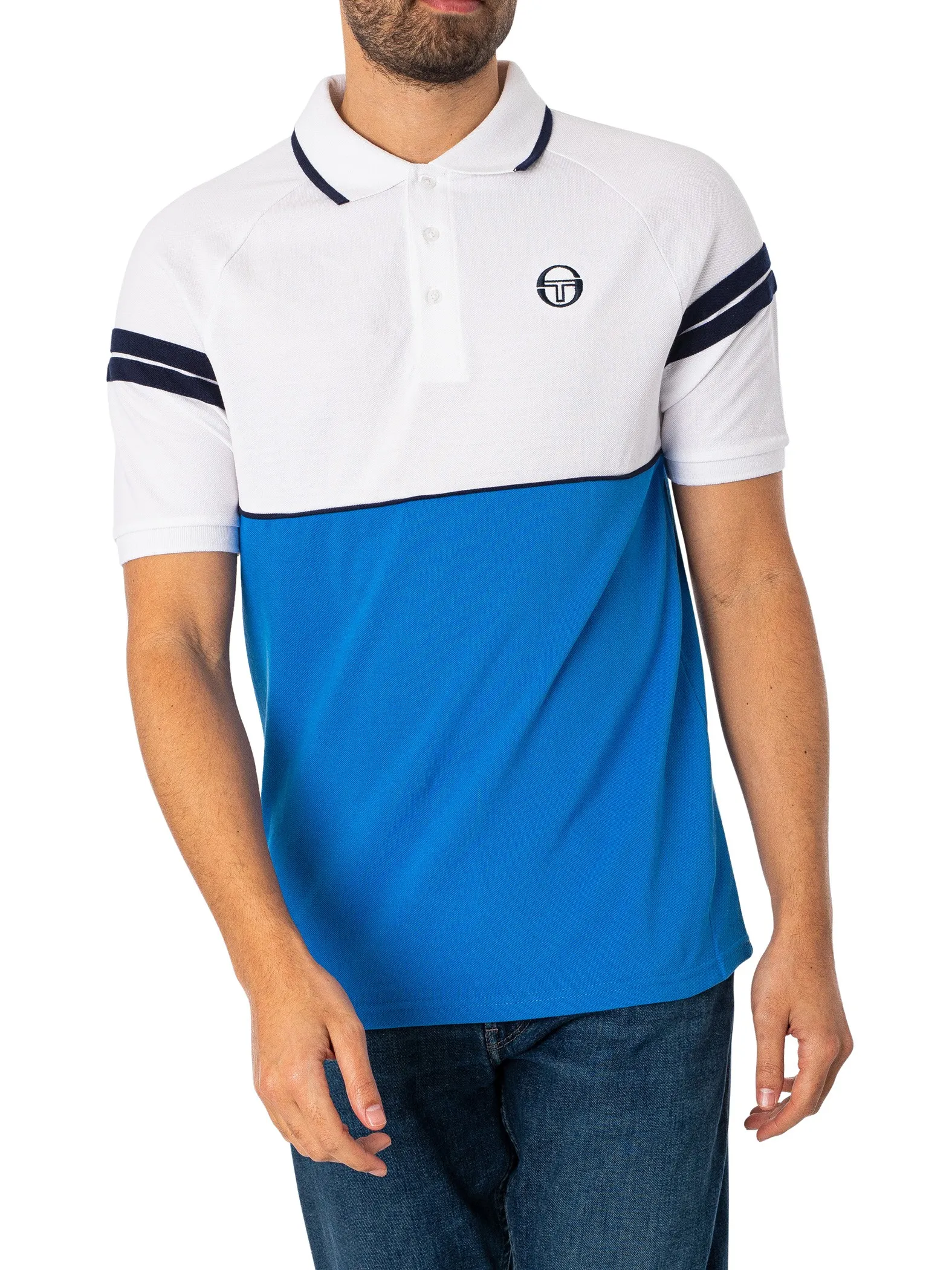 Sergio Tacchini Cambio Polo Shirt - White/Palace Blue