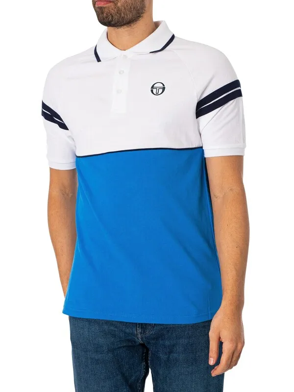 Sergio Tacchini Cambio Polo Shirt - White/Palace Blue