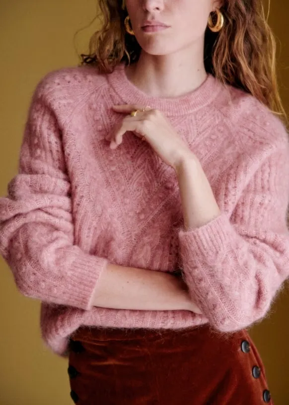 SEZANE  |Wool Rib Long Sleeves Plain Medium Elegant Style